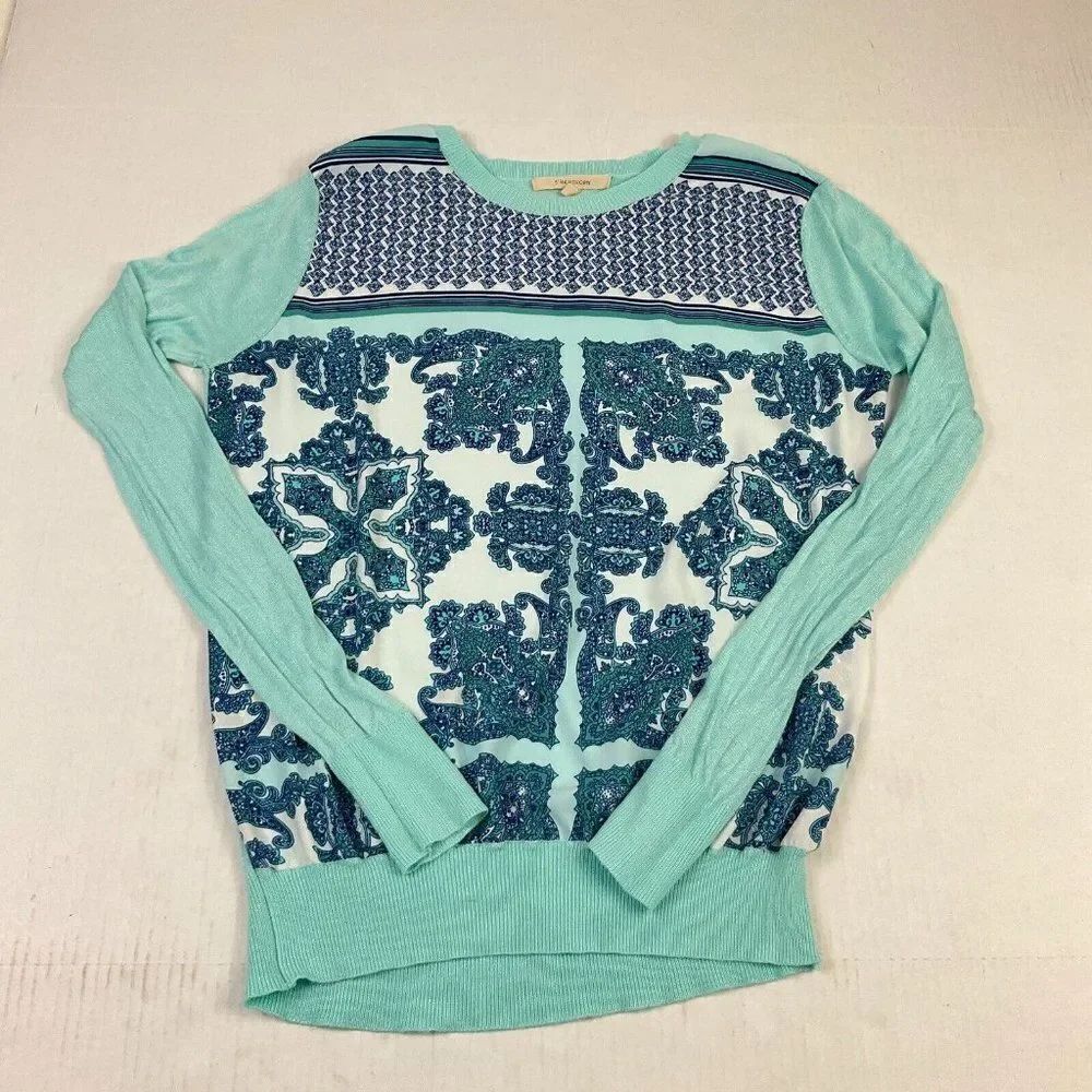 41 Hawthorn Womens Crew Neck Sweater Paisley Lightweight Pullover Long Sleeve XS